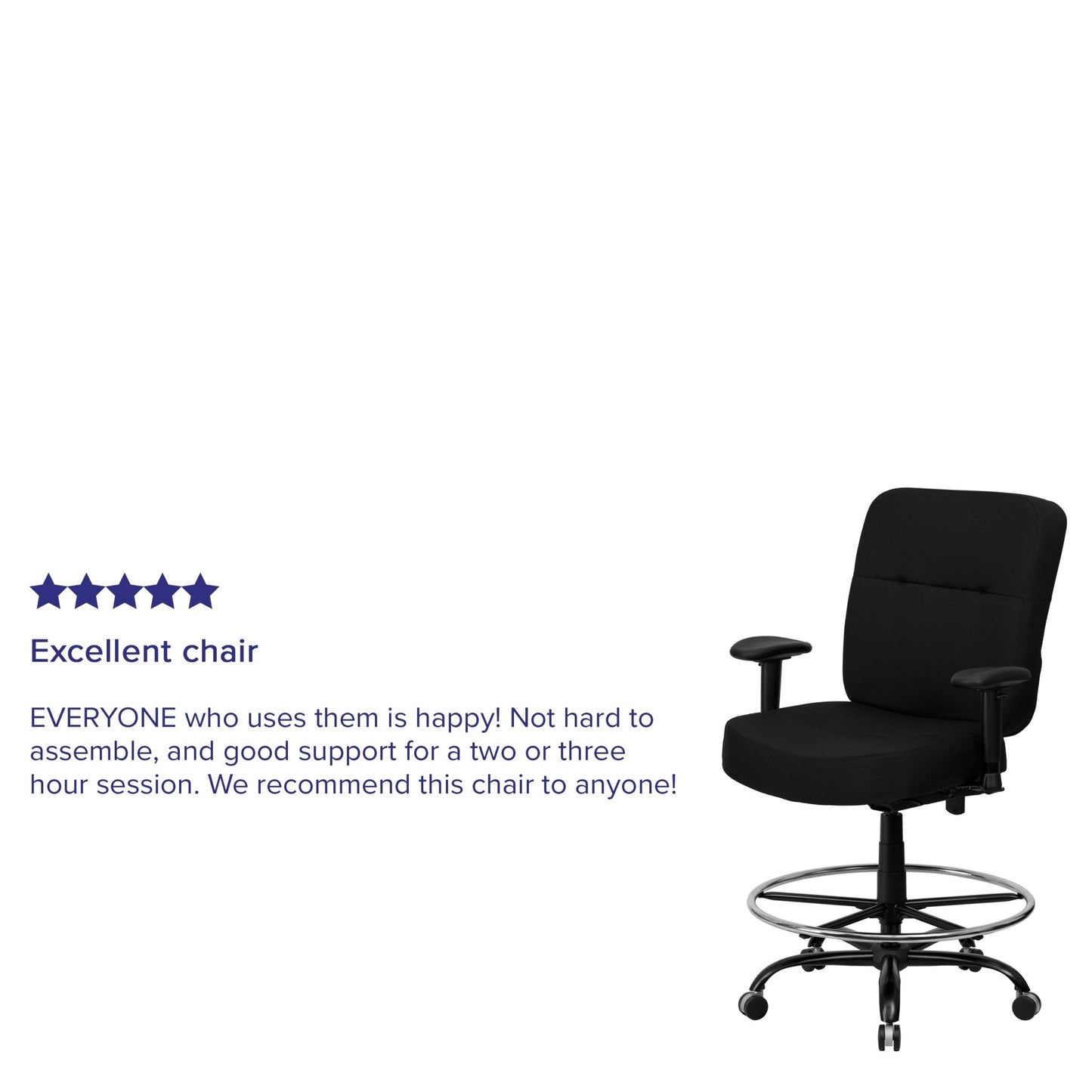 HERCULES Series Big & Tall Black Fabric Ergonomic Drafting Chair - 400 lb. Rated by Flash Furniture - SchoolOutlet