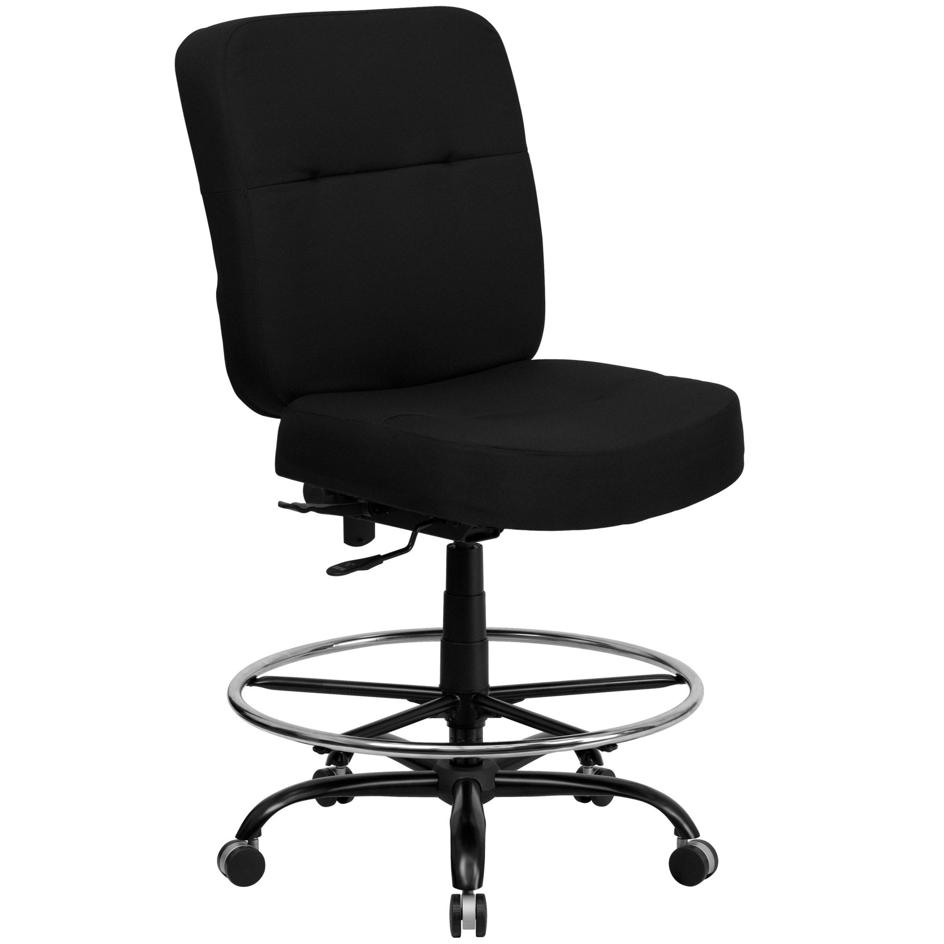 HERCULES Series Big & Tall Black Fabric Ergonomic Drafting Chair - 400 lb. Rated by Flash Furniture - SchoolOutlet