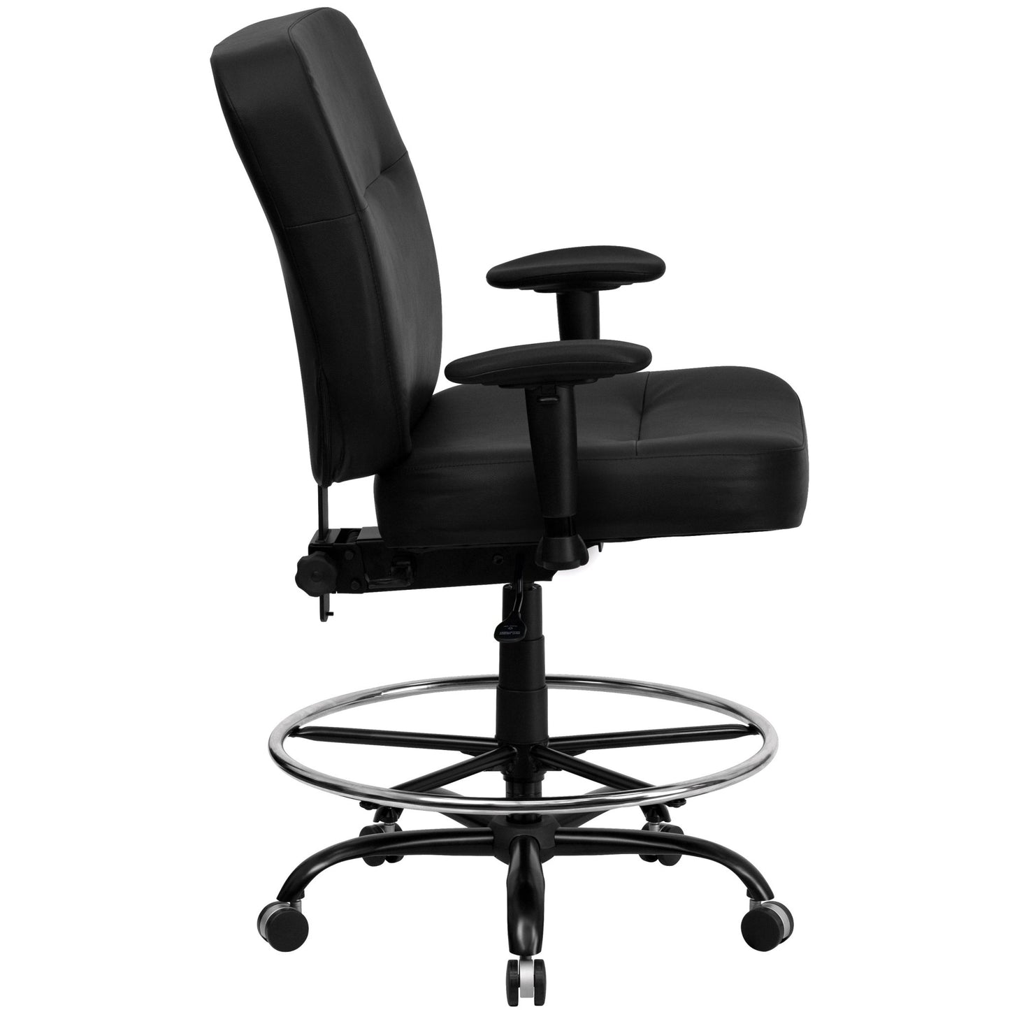 HERCULES Series Big & Tall Black LeatherSoft Ergonomic Drafting Chair - 400 lb. Rated by Flash Furniture - SchoolOutlet