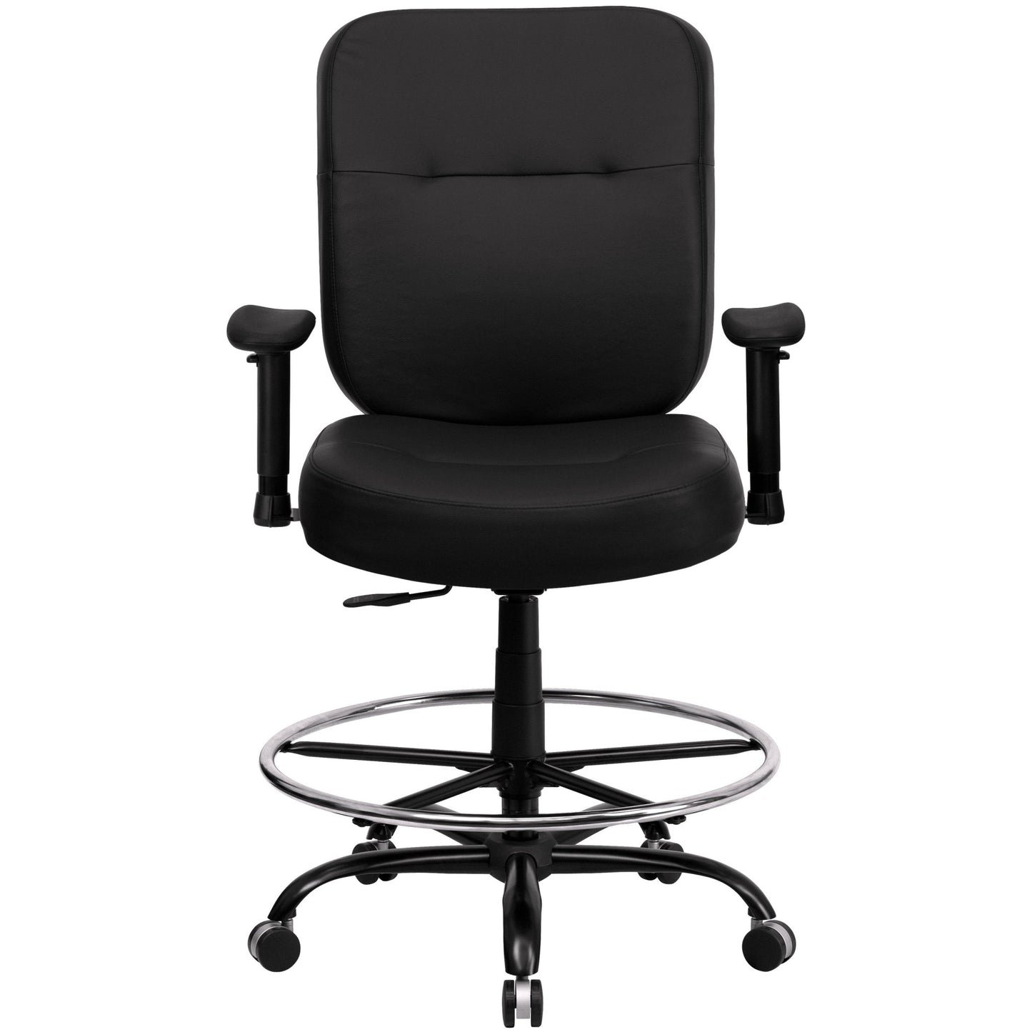 HERCULES Series Big & Tall Black LeatherSoft Ergonomic Drafting Chair - 400 lb. Rated by Flash Furniture - SchoolOutlet