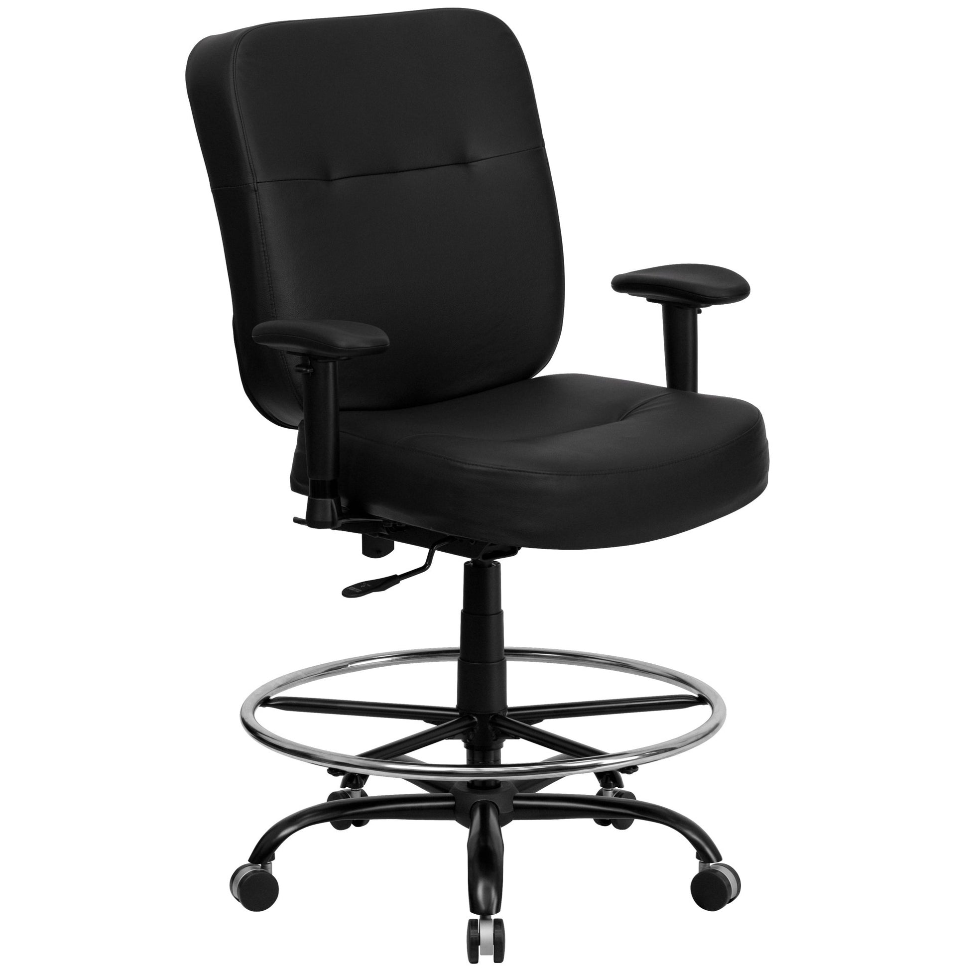 HERCULES Series Big & Tall Black LeatherSoft Ergonomic Drafting Chair - 400 lb. Rated by Flash Furniture - SchoolOutlet