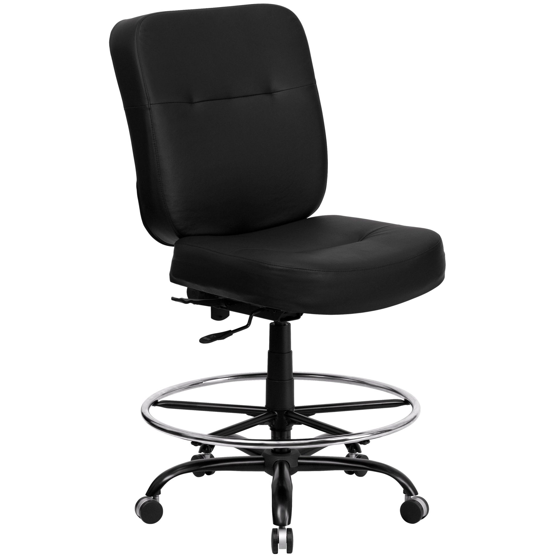 HERCULES Series Big & Tall Black LeatherSoft Ergonomic Drafting Chair - 400 lb. Rated by Flash Furniture - SchoolOutlet