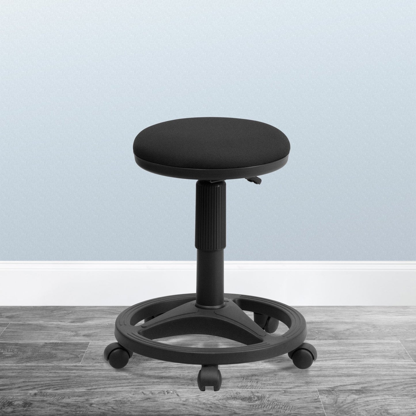 Frakes Black Ergonomic Stool with Foot Ring by Flash Furniture - SchoolOutlet