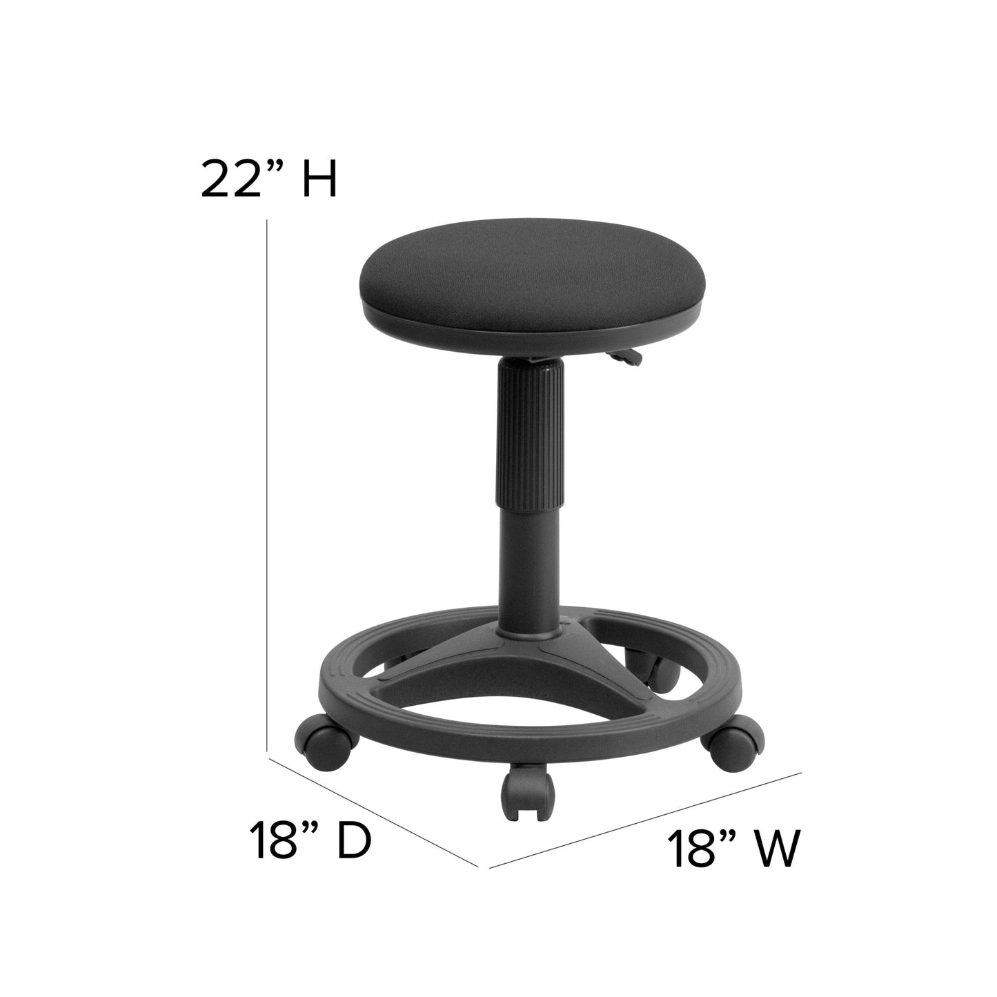 Frakes Black Ergonomic Stool with Foot Ring by Flash Furniture - SchoolOutlet