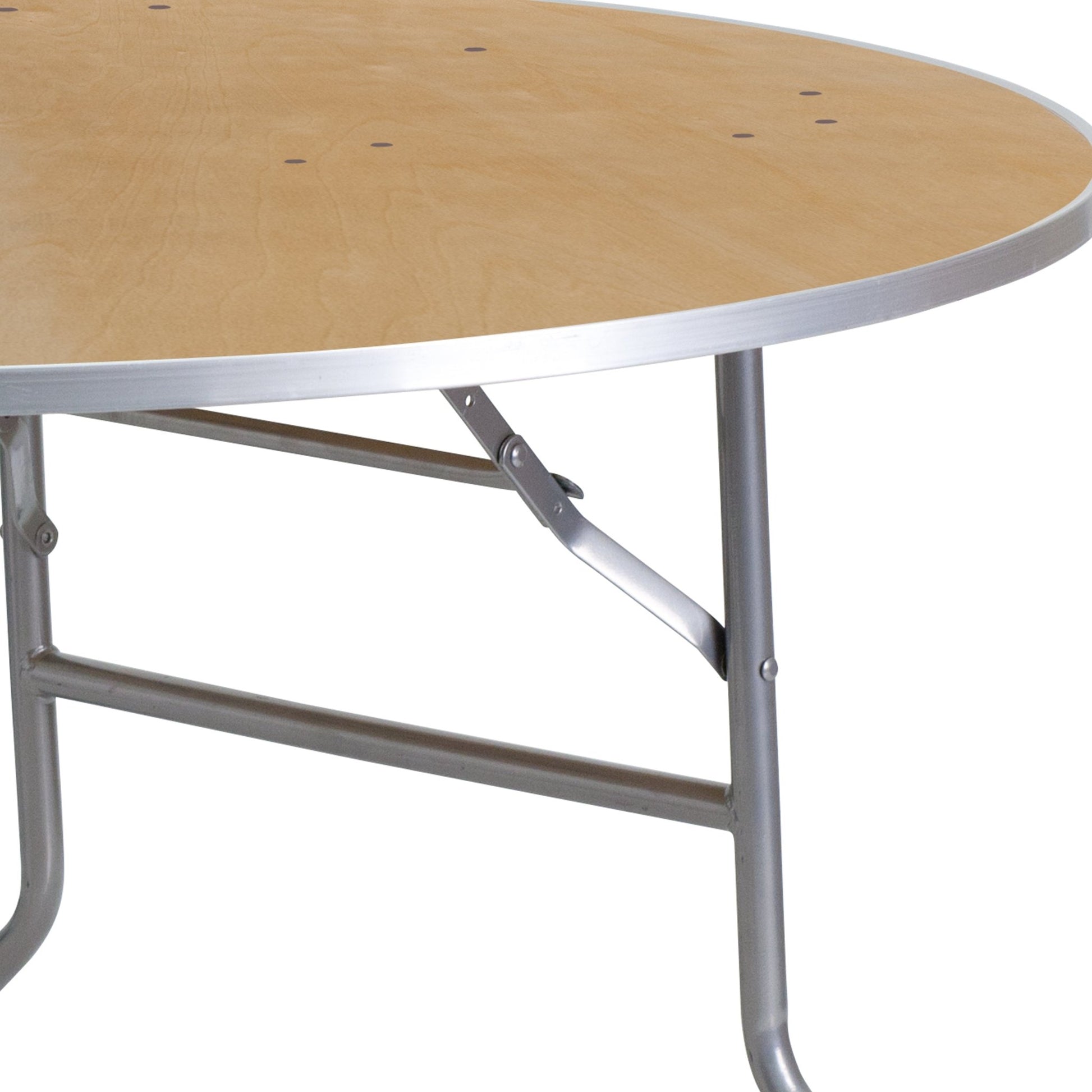 Fielder 4 - Foot Round Folding Banquet Table Heavy Duty Birchwood with Metal Edges by Flash Furniture - SchoolOutlet