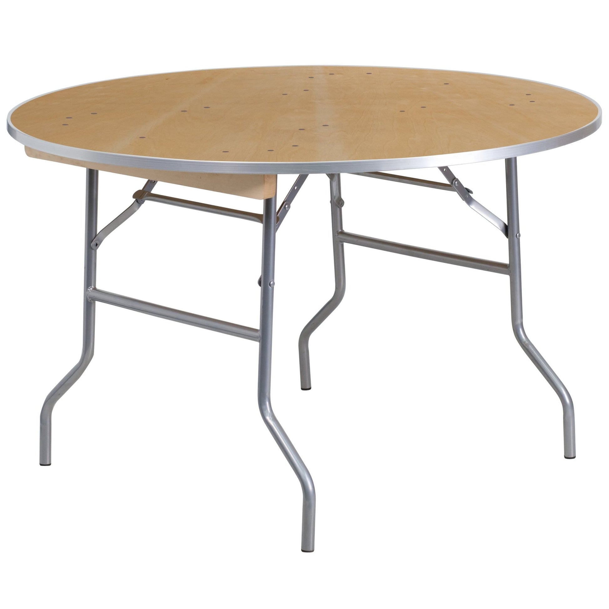 Fielder 4 - Foot Round Folding Banquet Table Heavy Duty Birchwood with Metal Edges by Flash Furniture - SchoolOutlet