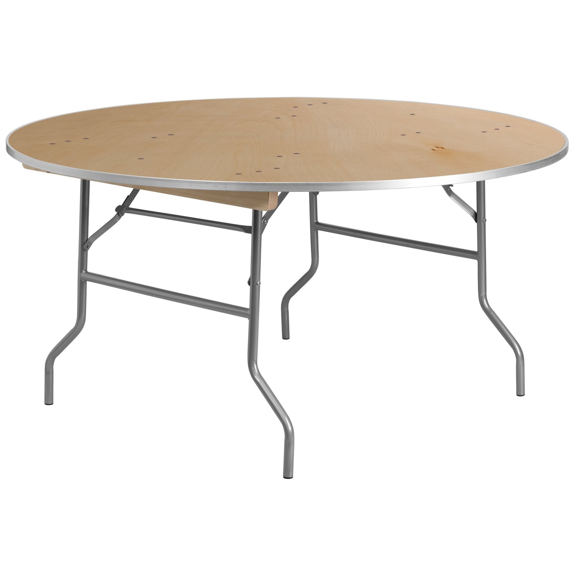 Fielder 5 - Foot Round Folding Banquet Table Heavy Duty Birchwood with Metal Edges by Flash Furniture - SchoolOutlet