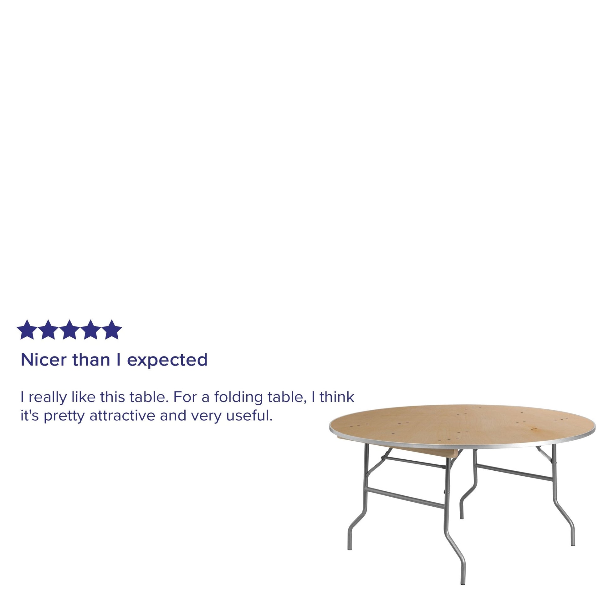 Fielder 5 - Foot Round Folding Banquet Table Heavy Duty Birchwood with Metal Edges by Flash Furniture - SchoolOutlet