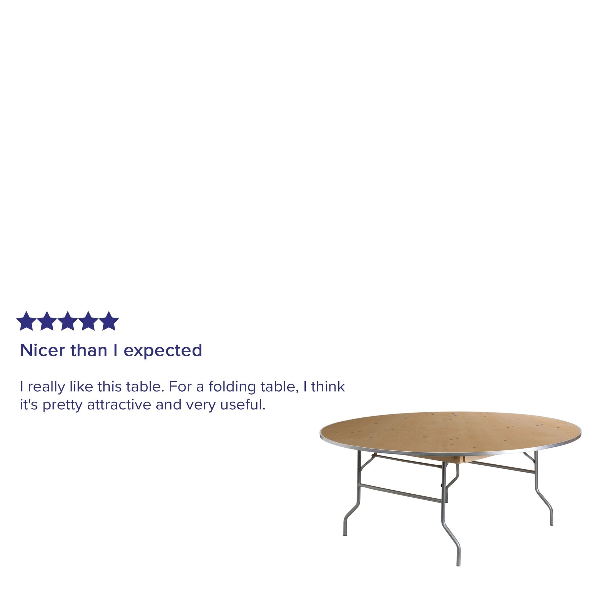 Fielder 6 - Foot Round Folding Banquet Table Heavy Duty Birchwood with Metal Edges by Flash Furniture - SchoolOutlet