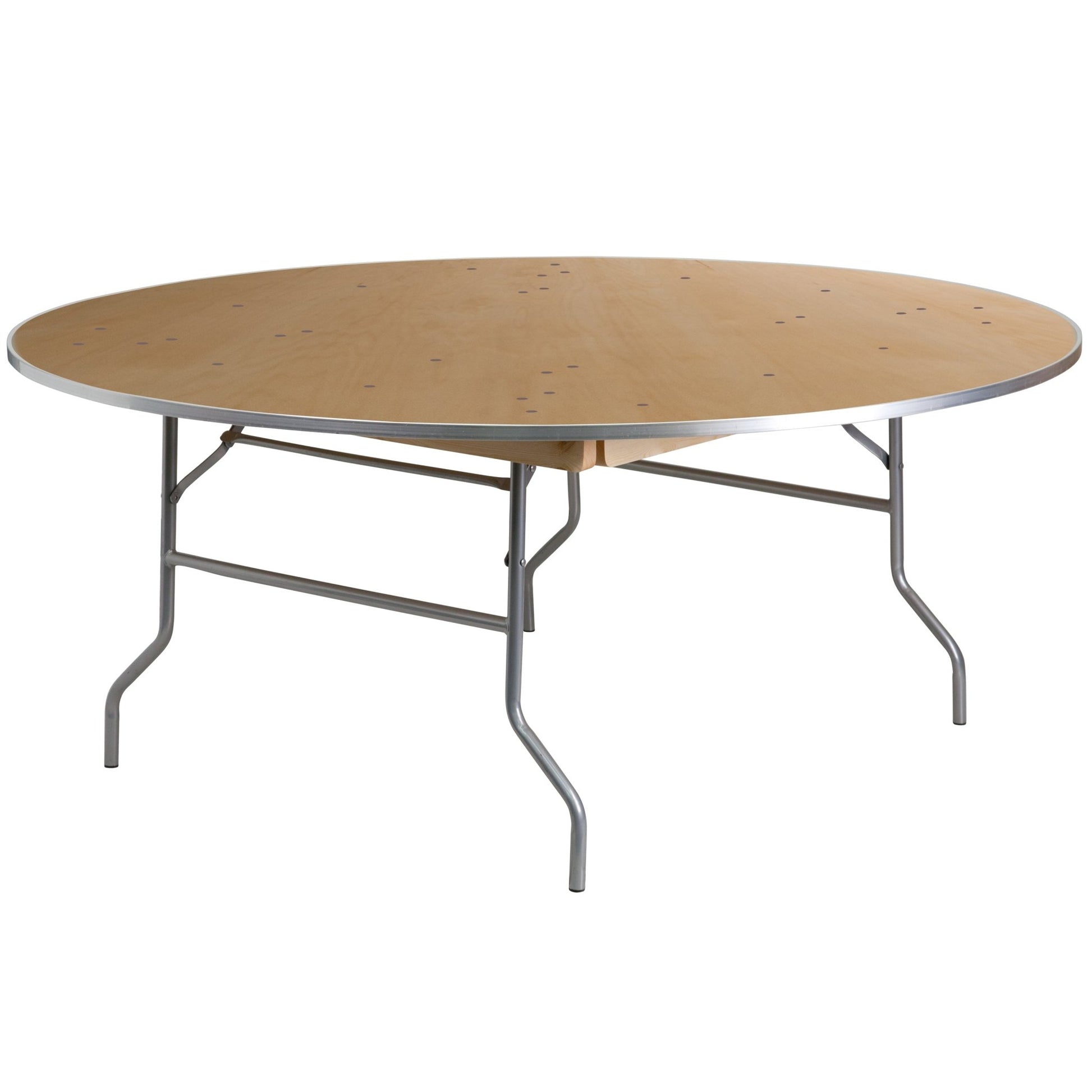 Fielder 6 - Foot Round Folding Banquet Table Heavy Duty Birchwood with Metal Edges by Flash Furniture - SchoolOutlet