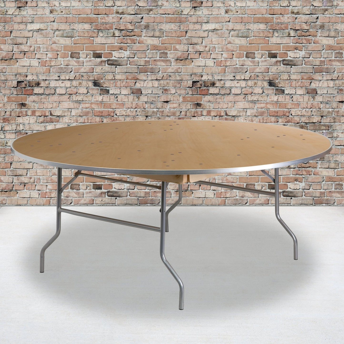 Fielder 6 - Foot Round Folding Banquet Table Heavy Duty Birchwood with Metal Edges by Flash Furniture - SchoolOutlet