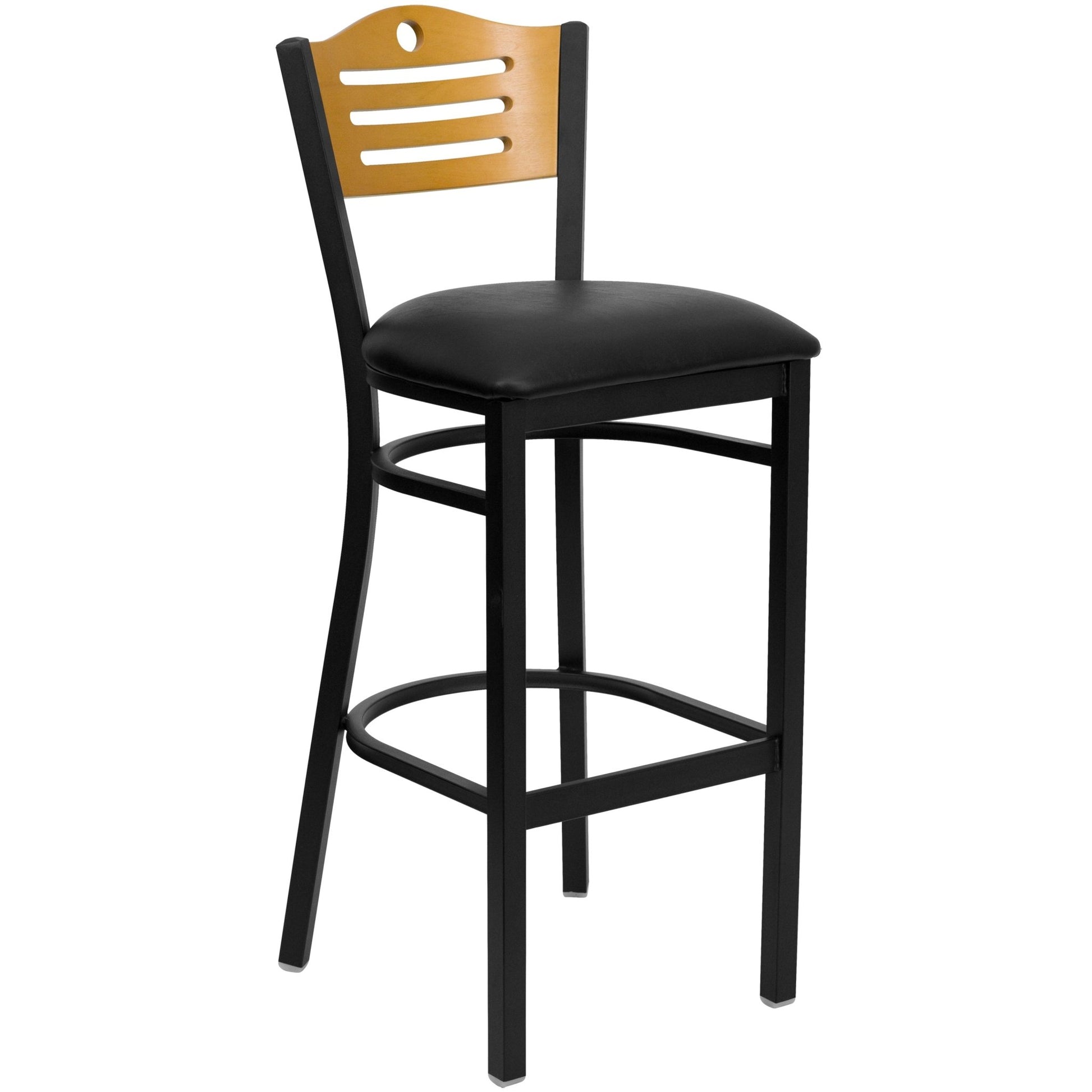 HERCULES Series Restaurant Barstool Black Slat Back Metal by Flash Furniture - SchoolOutlet