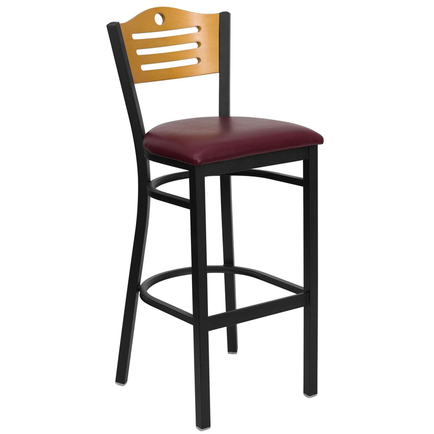 HERCULES Series Restaurant Barstool Black Slat Back Metal by Flash Furniture - SchoolOutlet