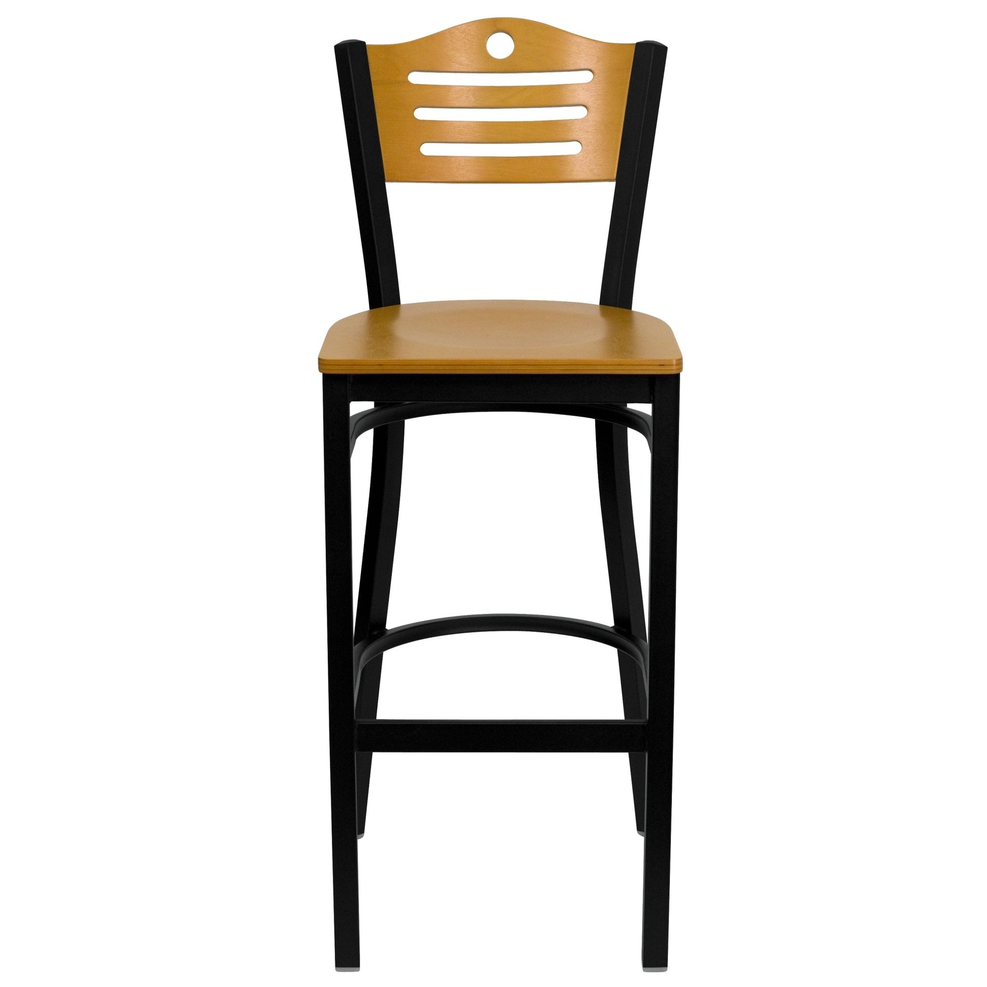 HERCULES Series Restaurant Barstool Black Slat Back Metal by Flash Furniture - SchoolOutlet