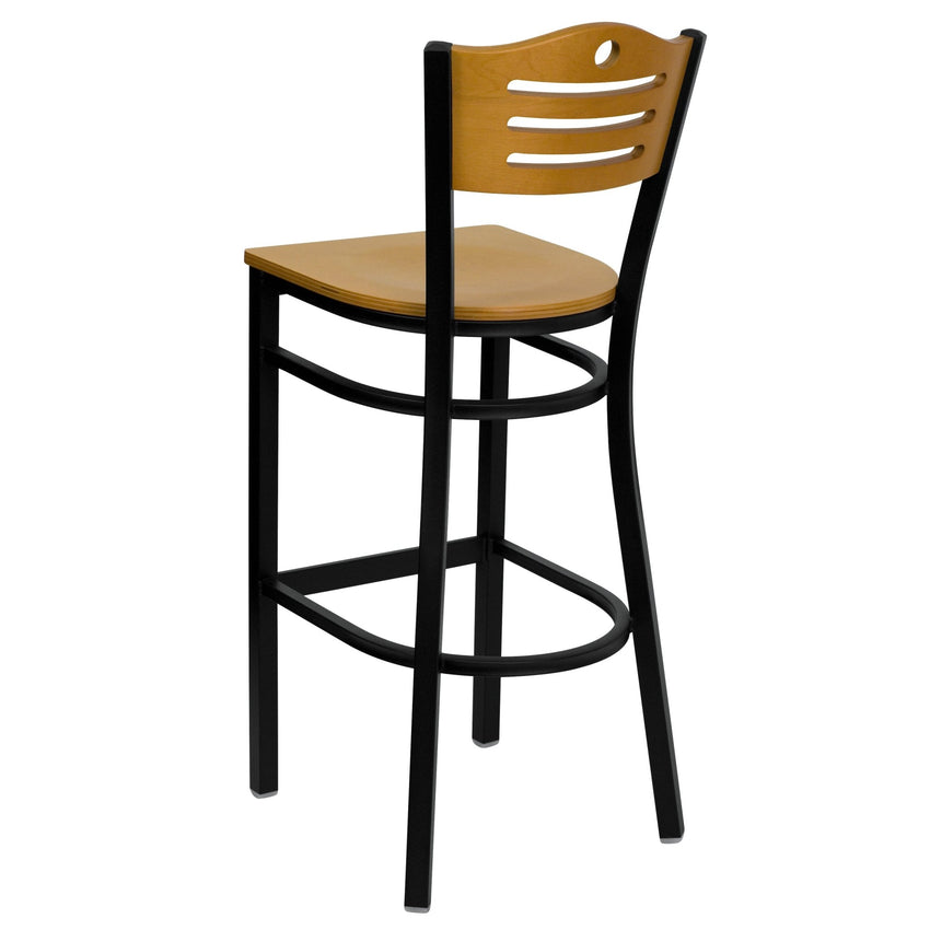 HERCULES Series Restaurant Barstool Black Slat Back Metal by Flash Furniture - SchoolOutlet