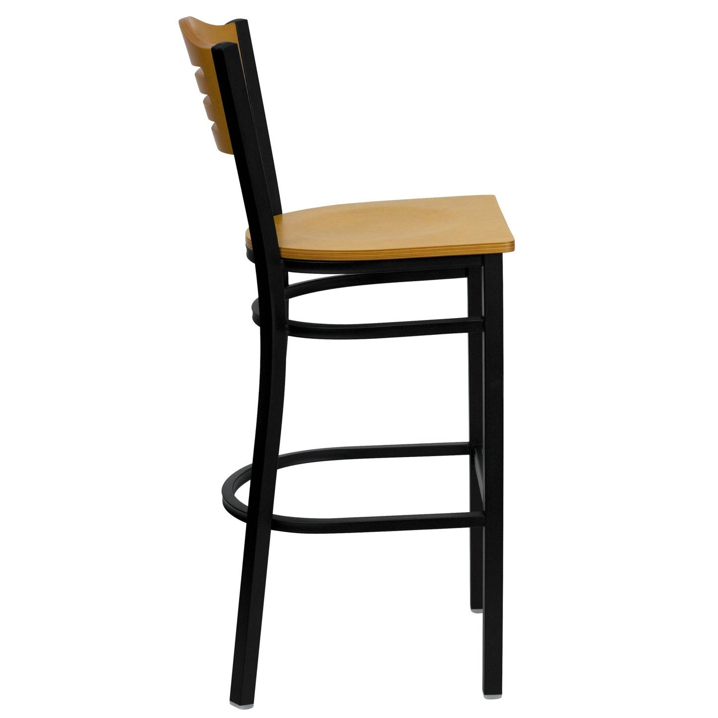 HERCULES Series Restaurant Barstool Black Slat Back Metal by Flash Furniture - SchoolOutlet