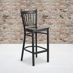 HERCULES Series Restaurant Barstool Black Vertical Back Metal by Flash Furniture