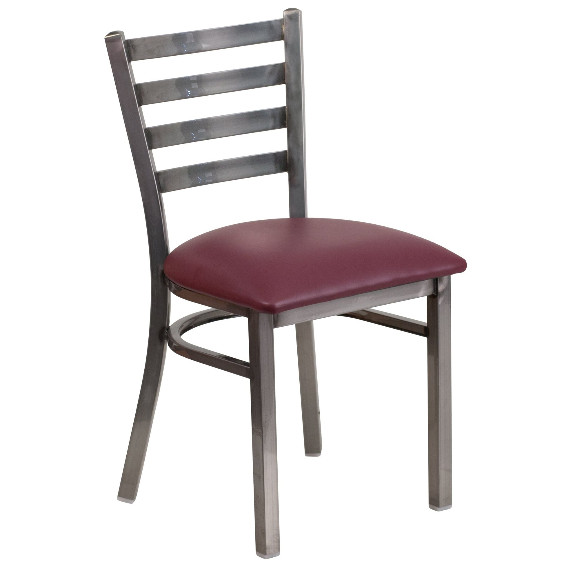 HERCULES Series Restaurant Chair Clear Coated Ladder Back Metal by Flash Furniture - SchoolOutlet