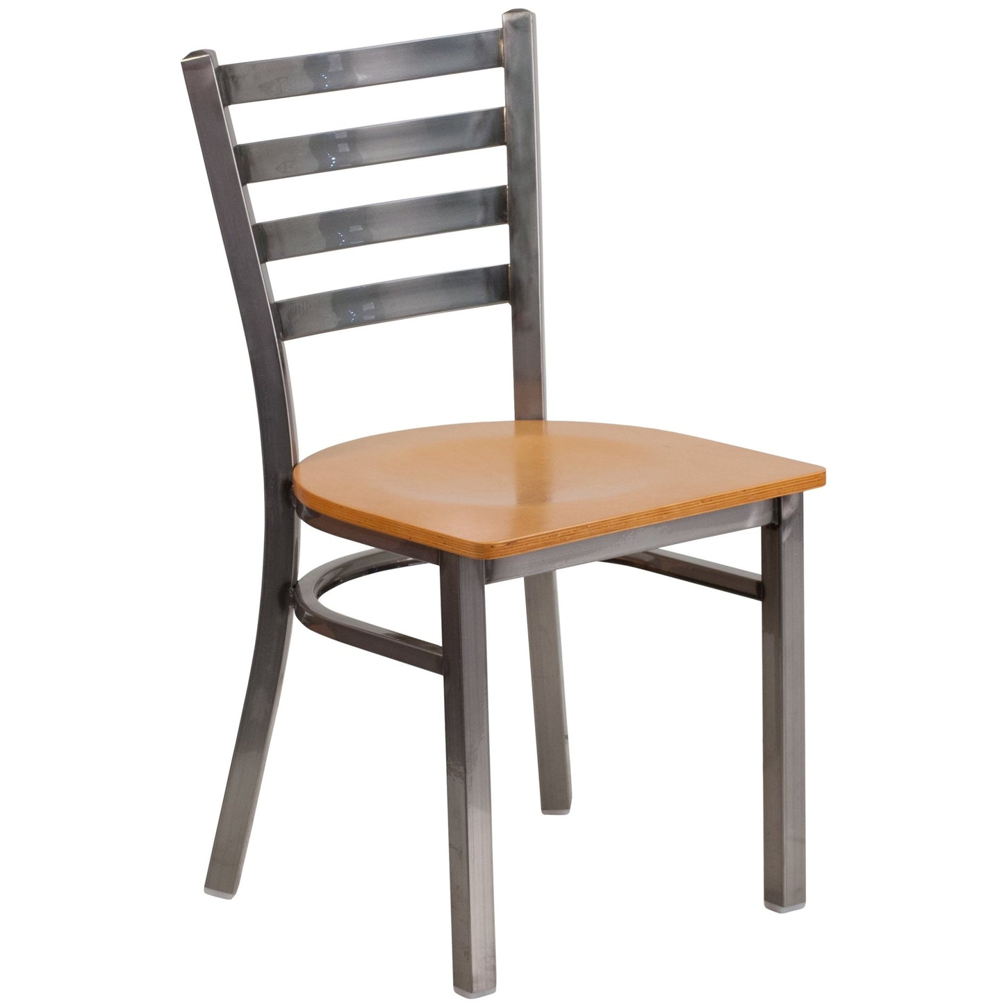 HERCULES Series Restaurant Chair Clear Coated Ladder Back Metal by Flash Furniture - SchoolOutlet