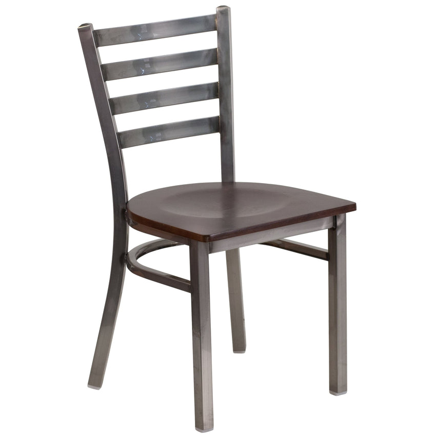 HERCULES Series Restaurant Chair Clear Coated Ladder Back Metal by Flash Furniture - SchoolOutlet