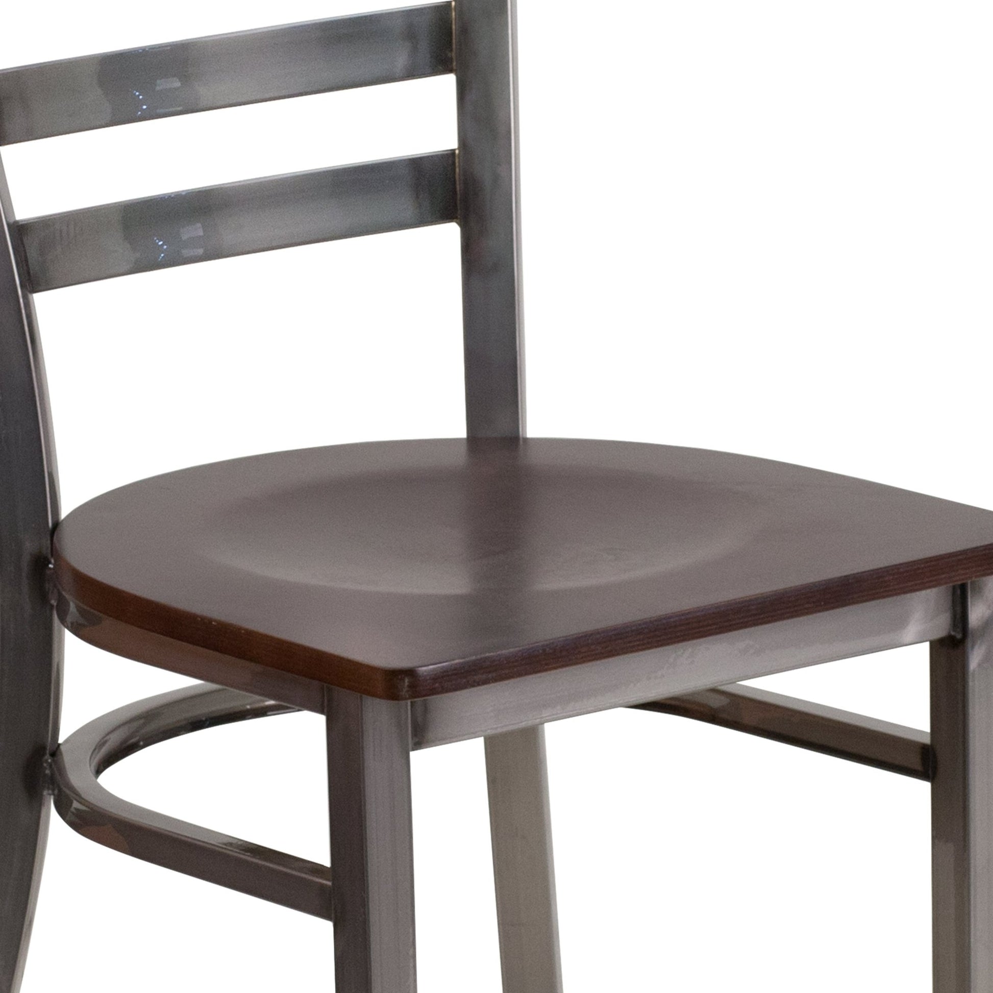 HERCULES Series Restaurant Chair Clear Coated Ladder Back Metal by Flash Furniture - SchoolOutlet