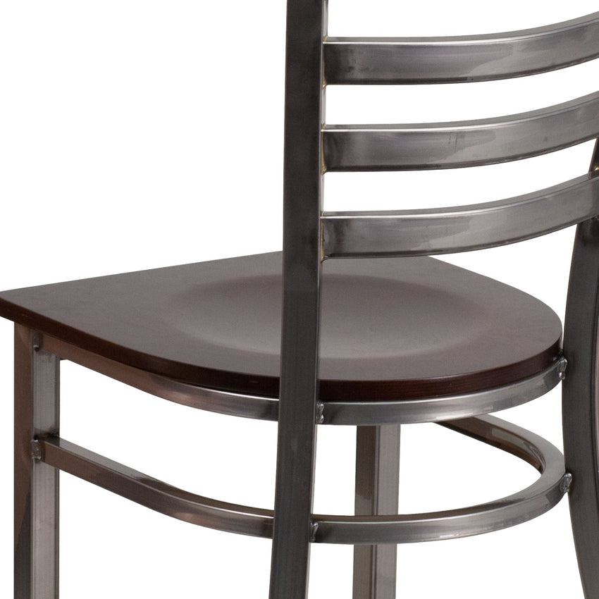 HERCULES Series Restaurant Chair Clear Coated Ladder Back Metal by Flash Furniture - SchoolOutlet