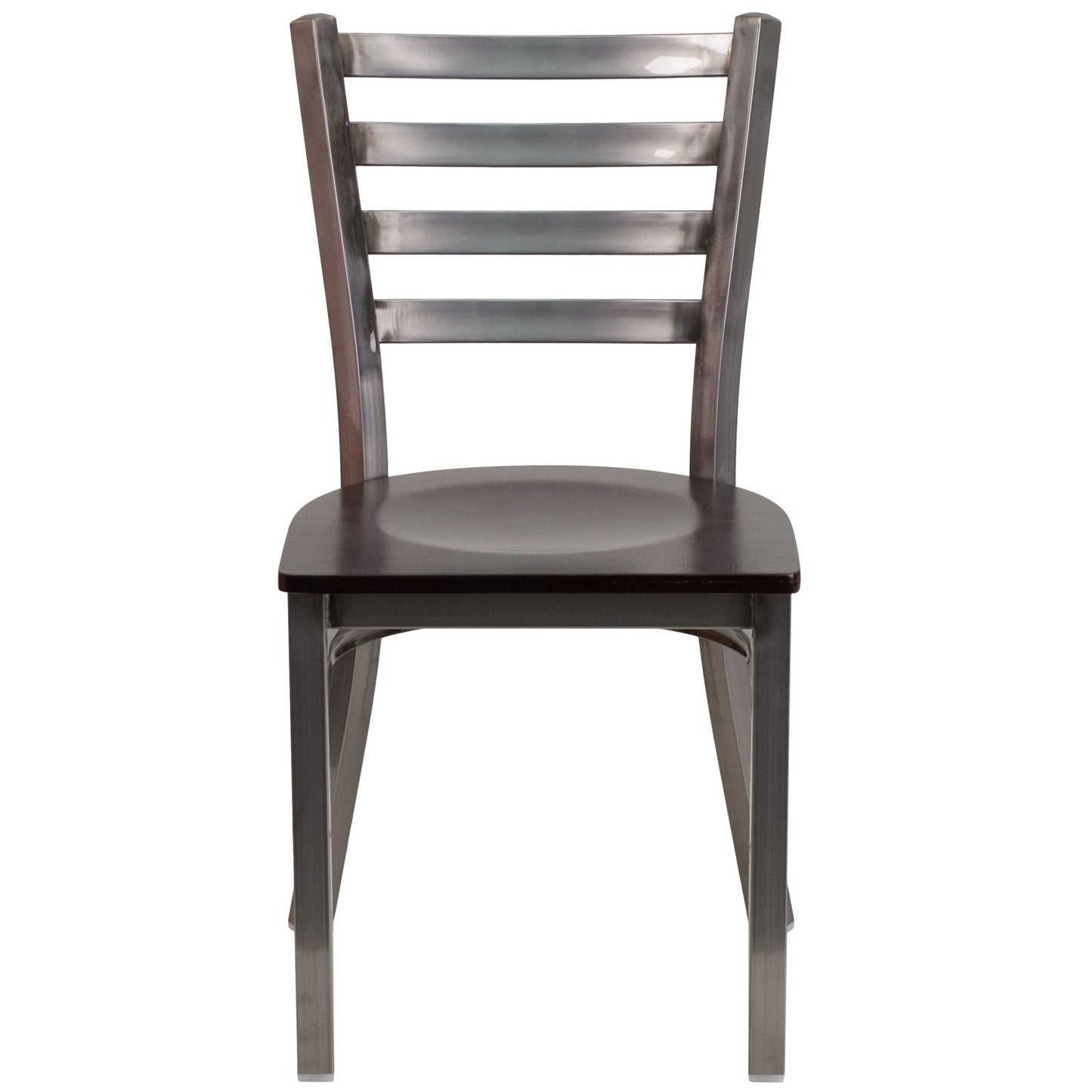 HERCULES Series Restaurant Chair Clear Coated Ladder Back Metal by Flash Furniture - SchoolOutlet