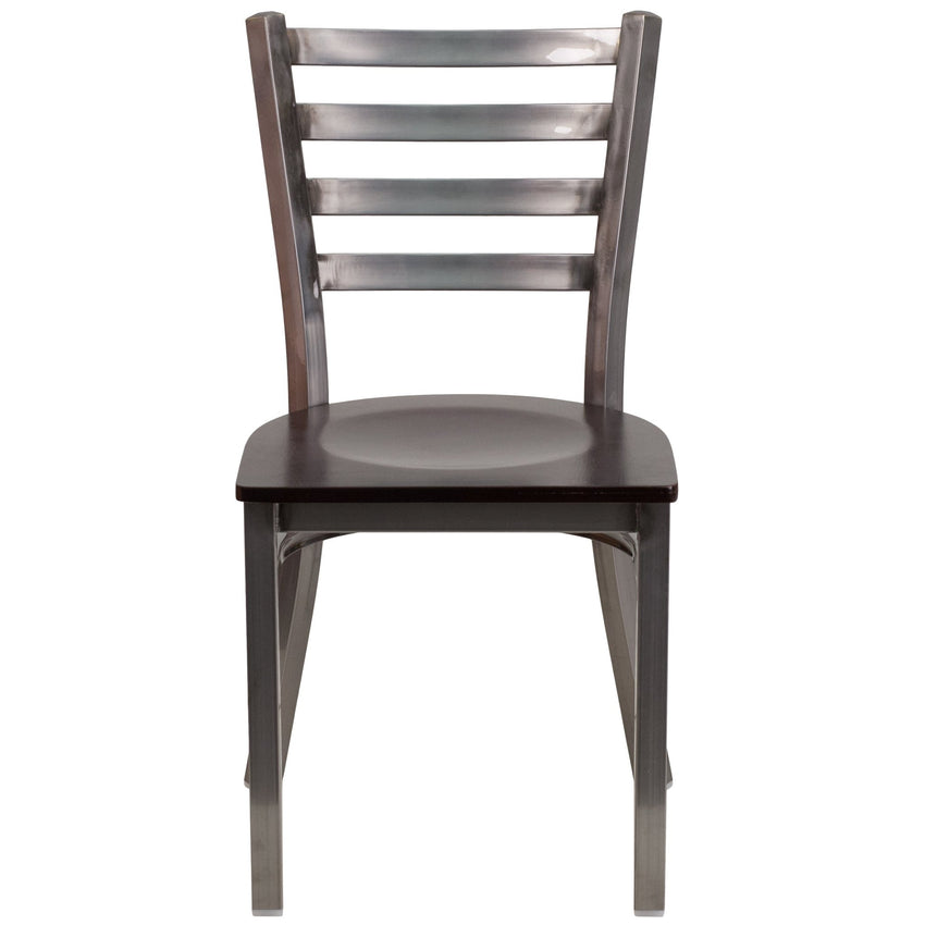 HERCULES Series Restaurant Chair Clear Coated Ladder Back Metal by Flash Furniture - SchoolOutlet