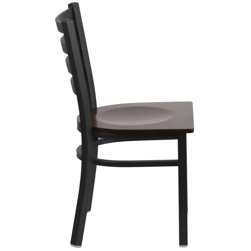 HERCULES Series Restaurant Chair Black Ladder Back Metal by Flash Furniture - SchoolOutlet