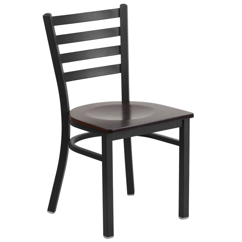 HERCULES Series Restaurant Chair Black Ladder Back Metal by Flash Furniture - SchoolOutlet