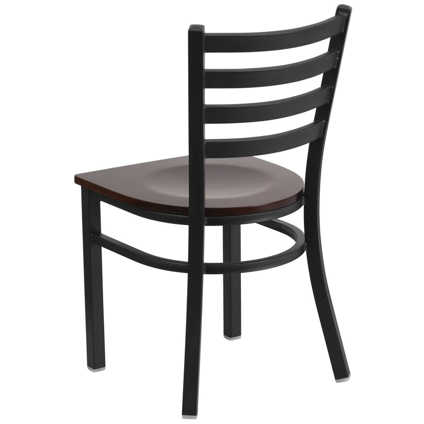 HERCULES Series Restaurant Chair Black Ladder Back Metal by Flash Furniture - SchoolOutlet