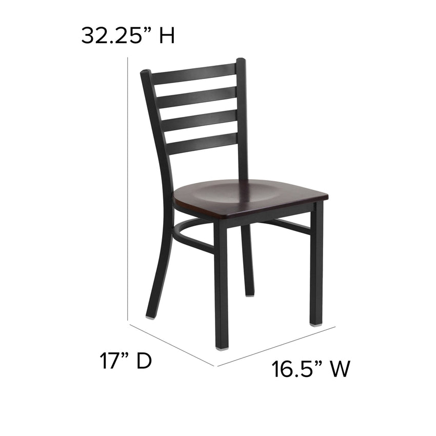 HERCULES Series Restaurant Chair Black Ladder Back Metal by Flash Furniture - SchoolOutlet