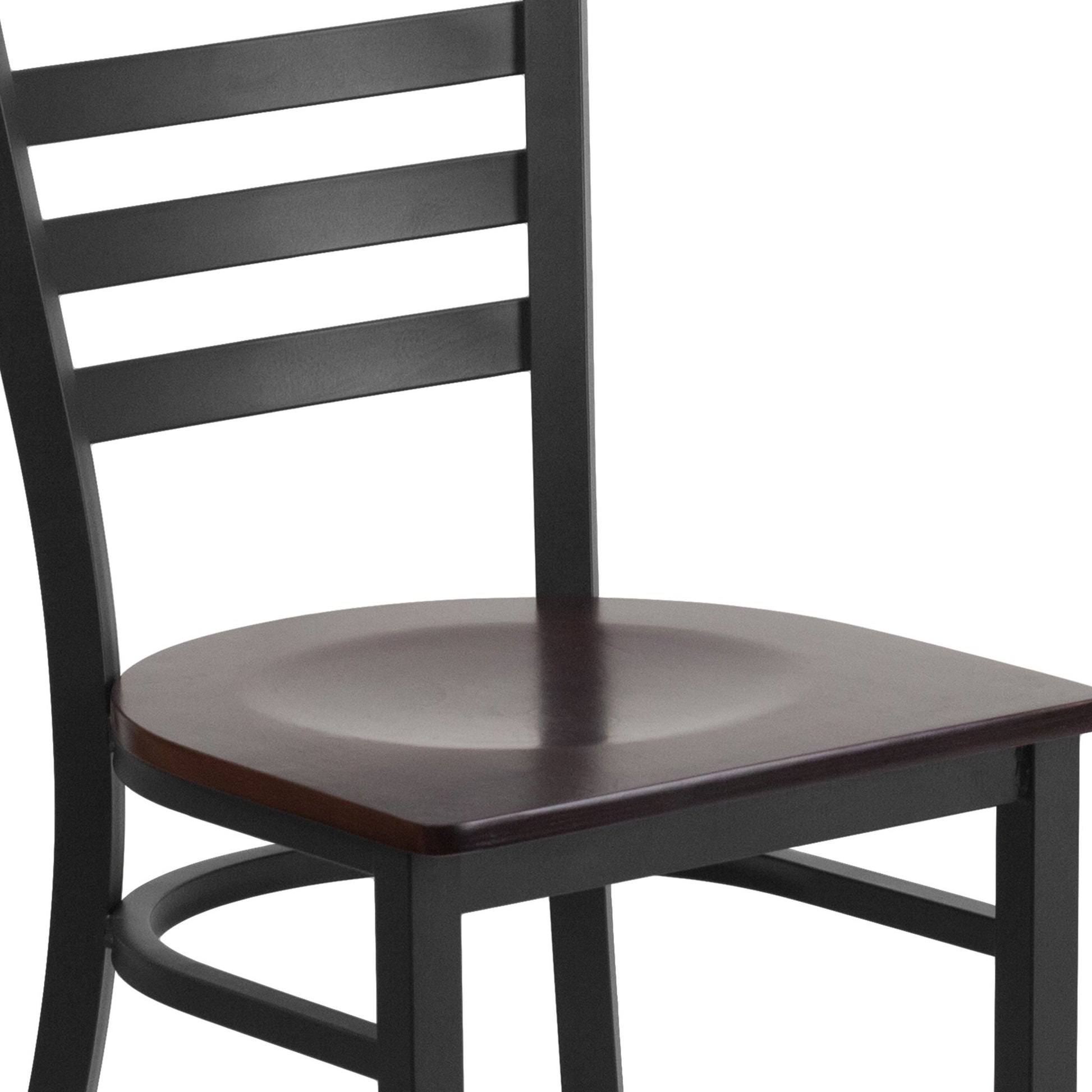 HERCULES Series Restaurant Chair Black Ladder Back Metal by Flash Furniture - SchoolOutlet