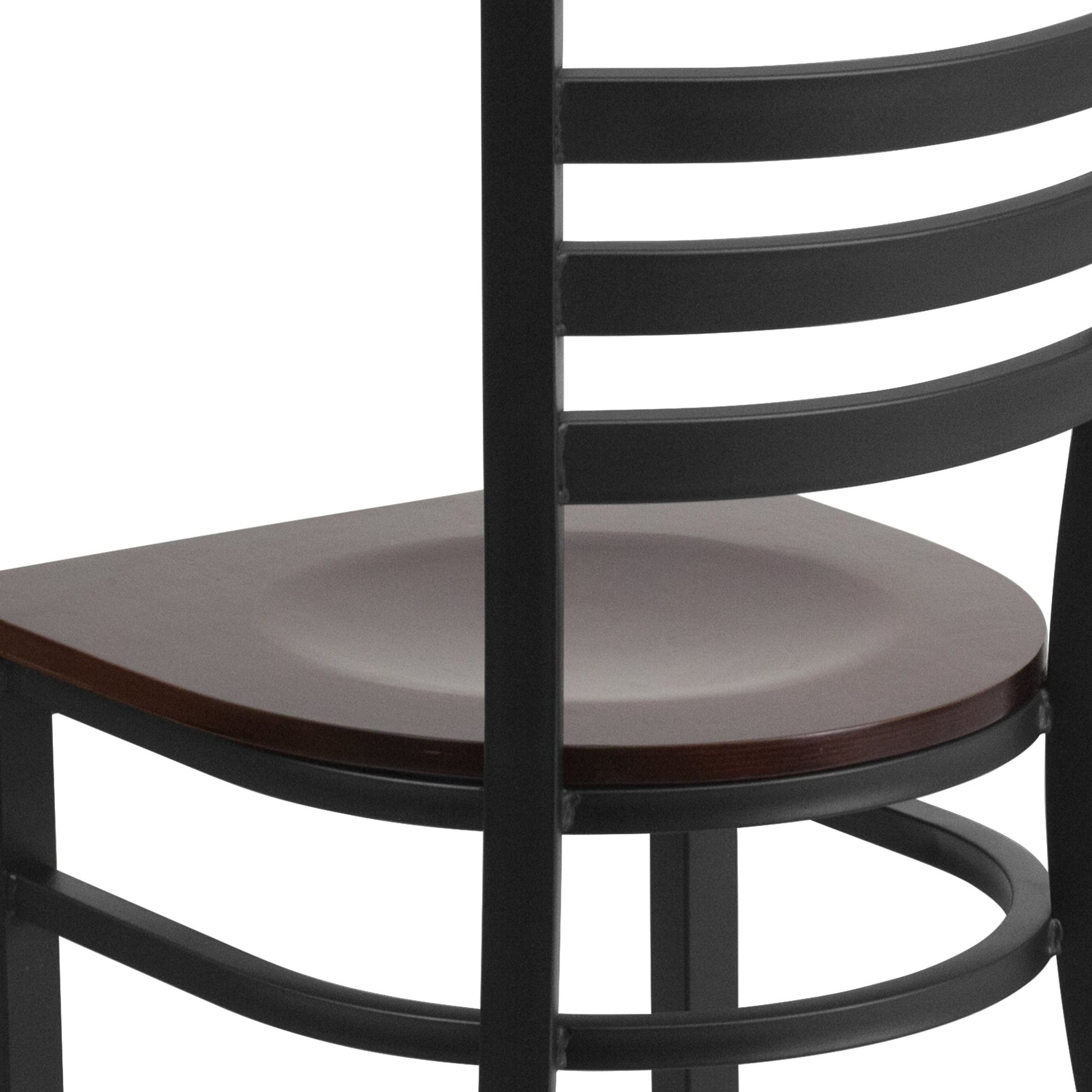 HERCULES Series Restaurant Chair Black Ladder Back Metal by Flash Furniture - SchoolOutlet