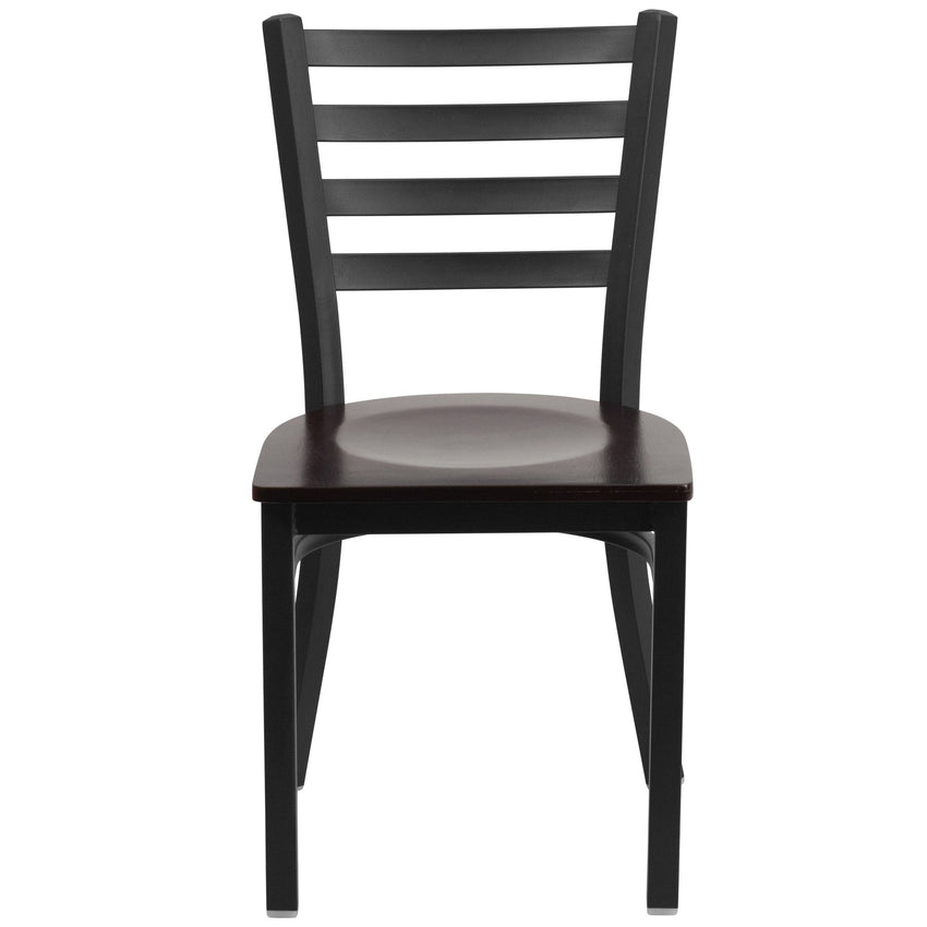 HERCULES Series Restaurant Chair Black Ladder Back Metal by Flash Furniture - SchoolOutlet