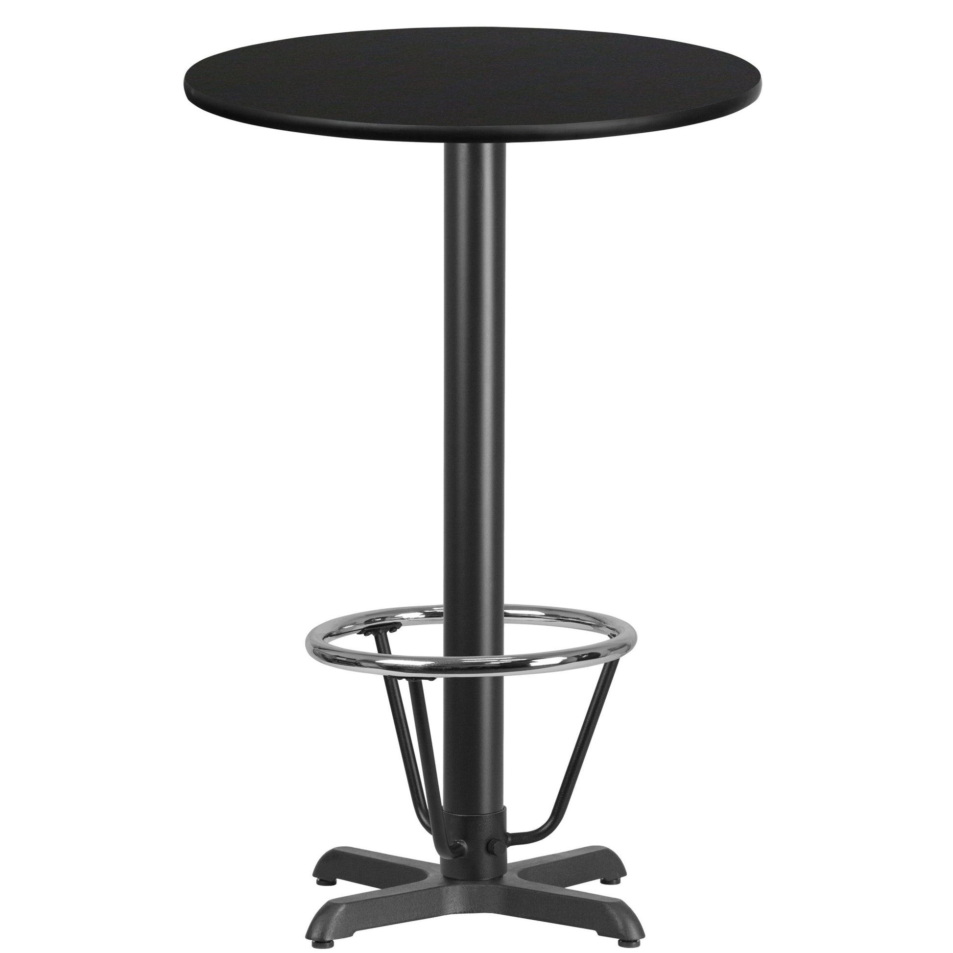 Stiles 24'' Round Hospitality Table with Laminate Top - Bar Height Table Base and Foot Ring by Flash Furniture - SchoolOutlet