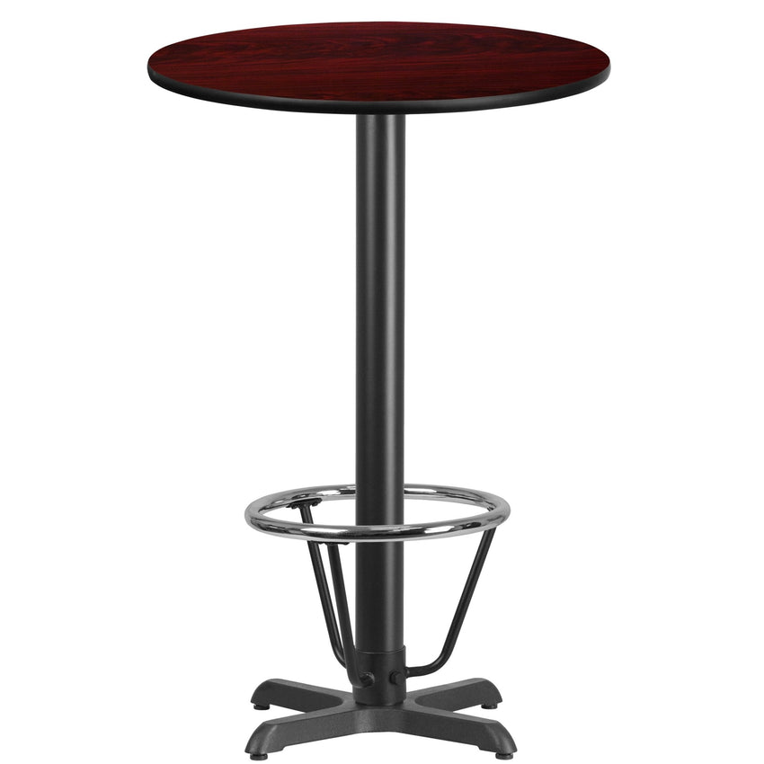 Stiles 24'' Round Hospitality Table with Laminate Top - Bar Height Table Base and Foot Ring by Flash Furniture - SchoolOutlet