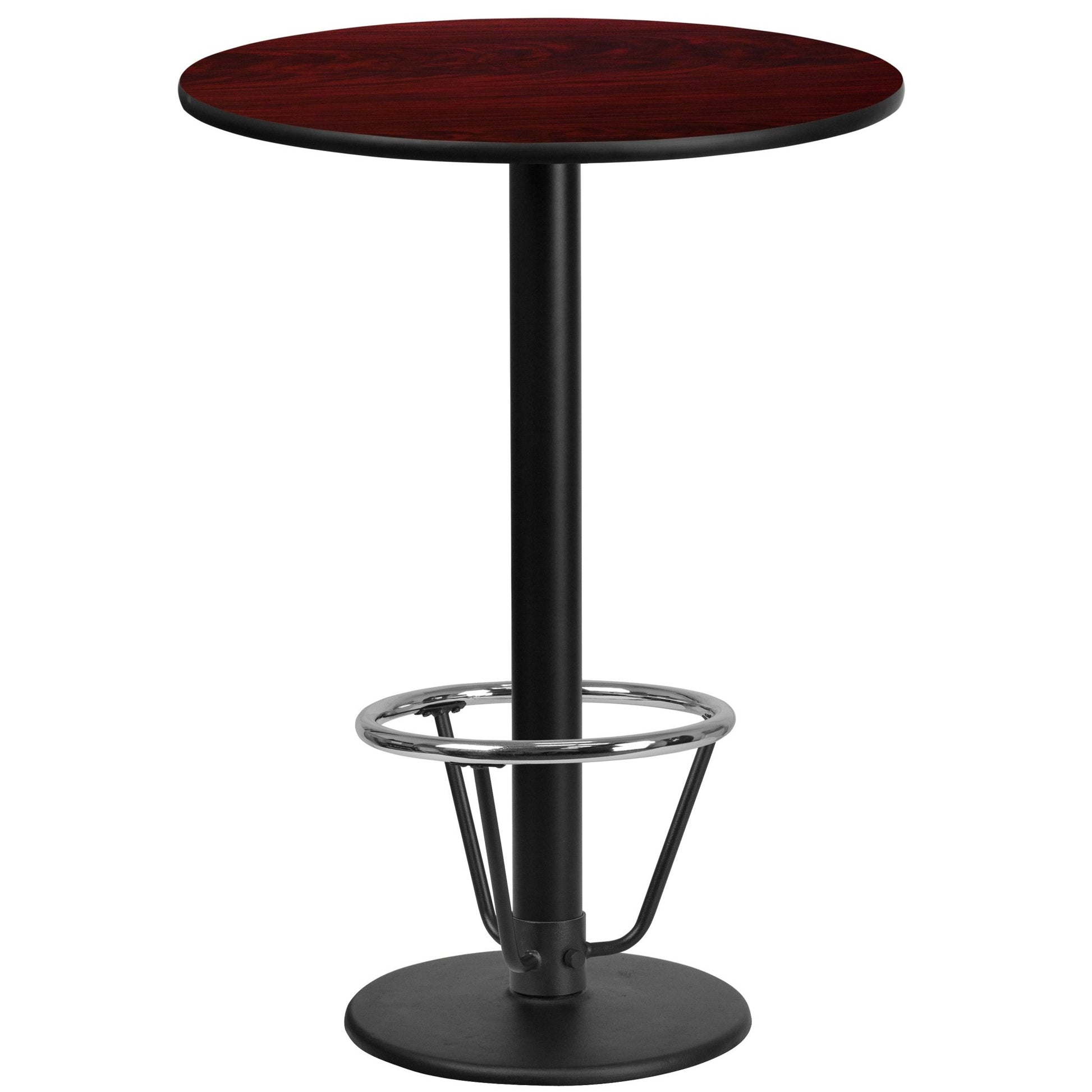 Stiles 24'' Round Hospitality Table with Laminate Top - Bar Height Table Base and Foot Ring by Flash Furniture - SchoolOutlet