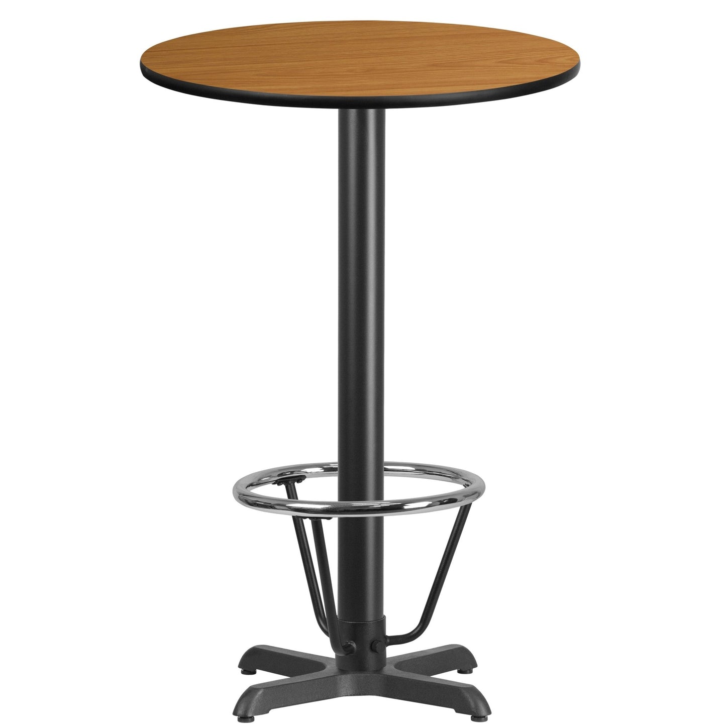 Stiles 24'' Round Hospitality Table with Laminate Top - Bar Height Table Base and Foot Ring by Flash Furniture - SchoolOutlet