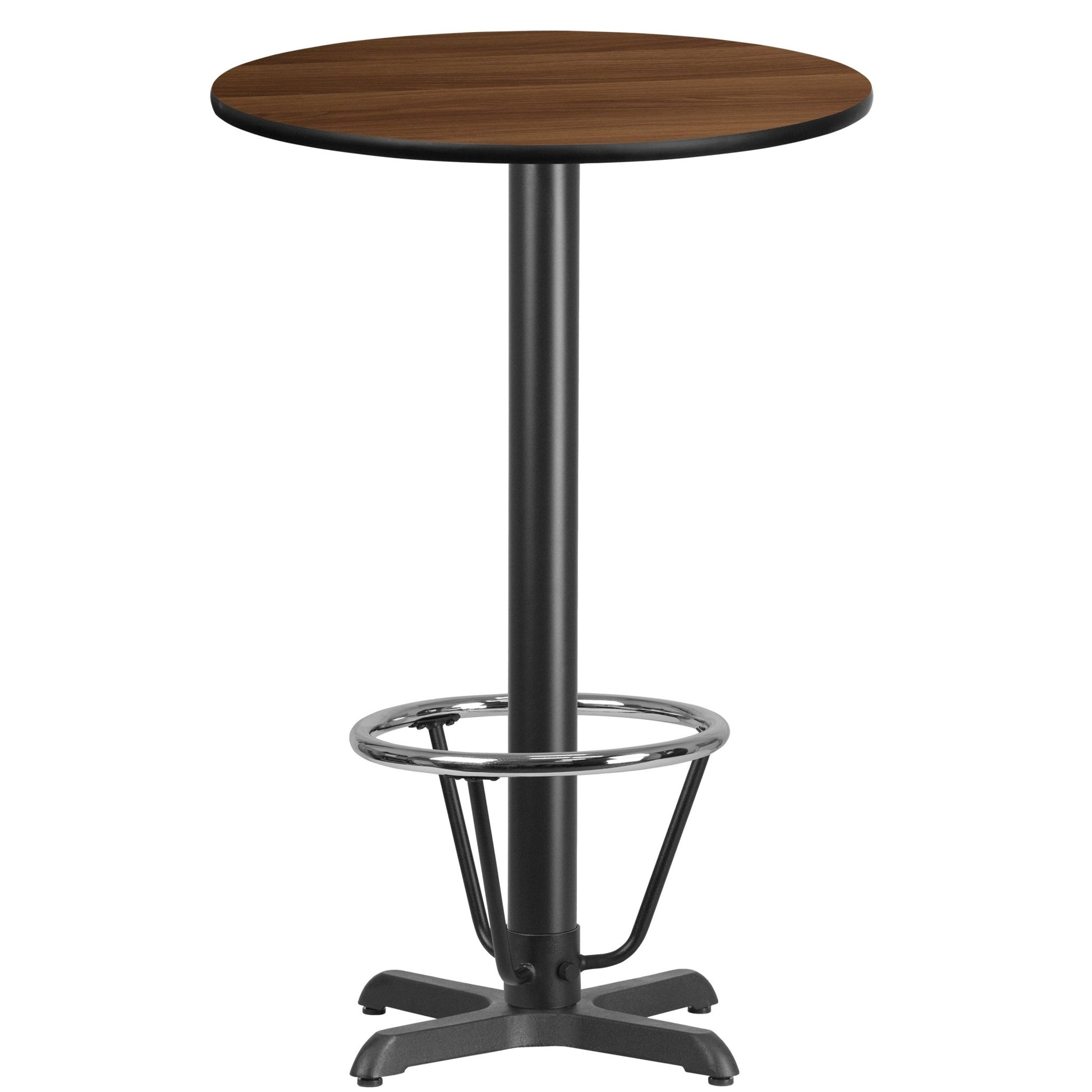 Stiles 24'' Round Hospitality Table with Laminate Top - Bar Height Table Base and Foot Ring by Flash Furniture - SchoolOutlet