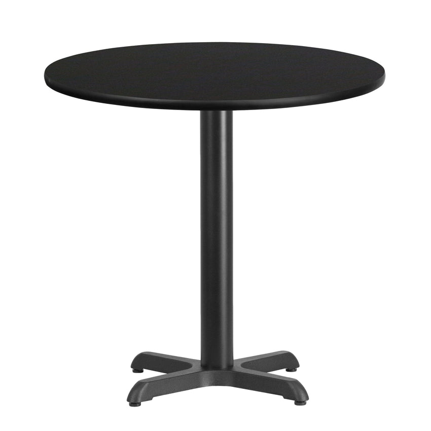 Graniss 30'' Round Hospitality Table with Laminate Top - Table Height Base by Flash Furniture - SchoolOutlet