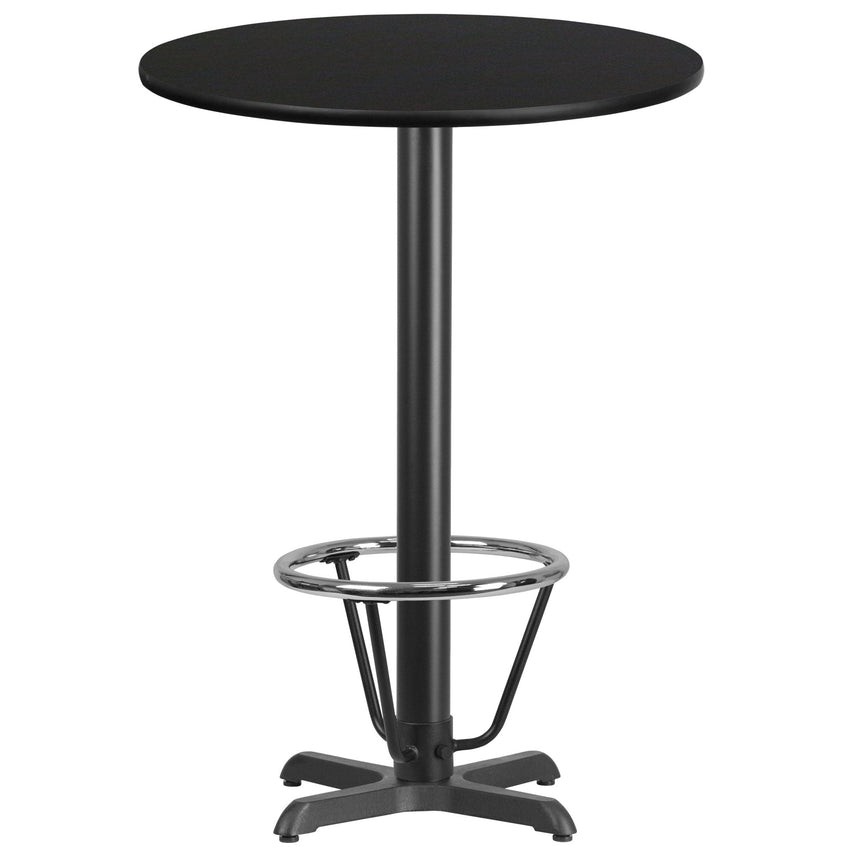 Stiles 30'' Round Hospitality Table with Laminate Top - Bar Height Table Base and Foot Ring by Flash Furniture - SchoolOutlet