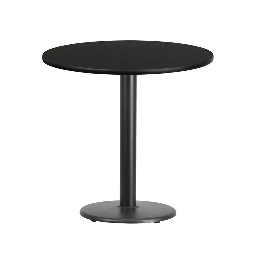 Graniss 30'' Round Hospitality Table with Laminate Top - Table Height Base by Flash Furniture - SchoolOutlet