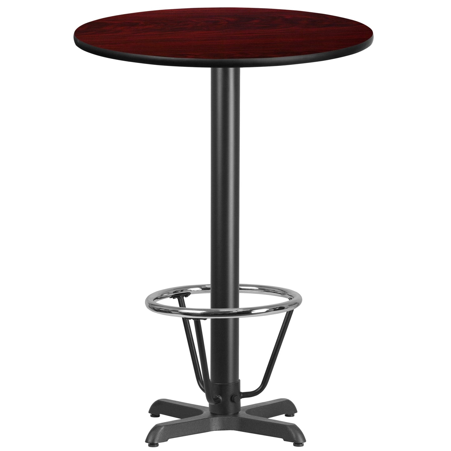 Stiles 30'' Round Hospitality Table with Laminate Top - Bar Height Table Base and Foot Ring by Flash Furniture - SchoolOutlet