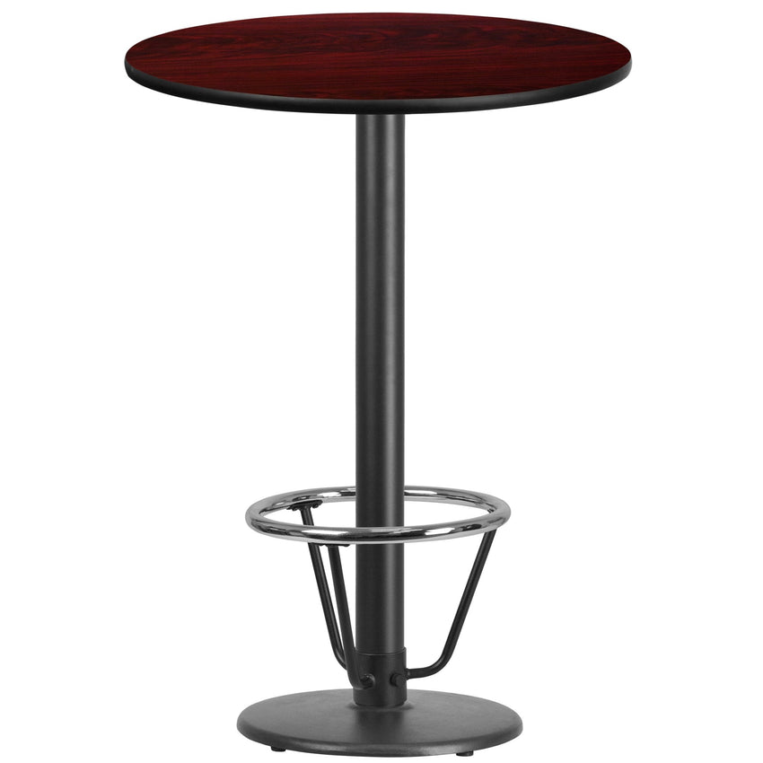 Stiles 30'' Round Hospitality Table with Laminate Top - Bar Height Table Base and Foot Ring by Flash Furniture - SchoolOutlet