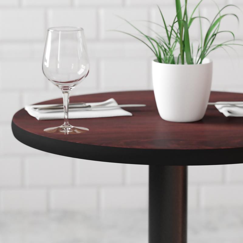 Glenbrook Round Table Top 30'' with Black or Mahogany Reversible Laminate Top by Flash Furniture - SchoolOutlet