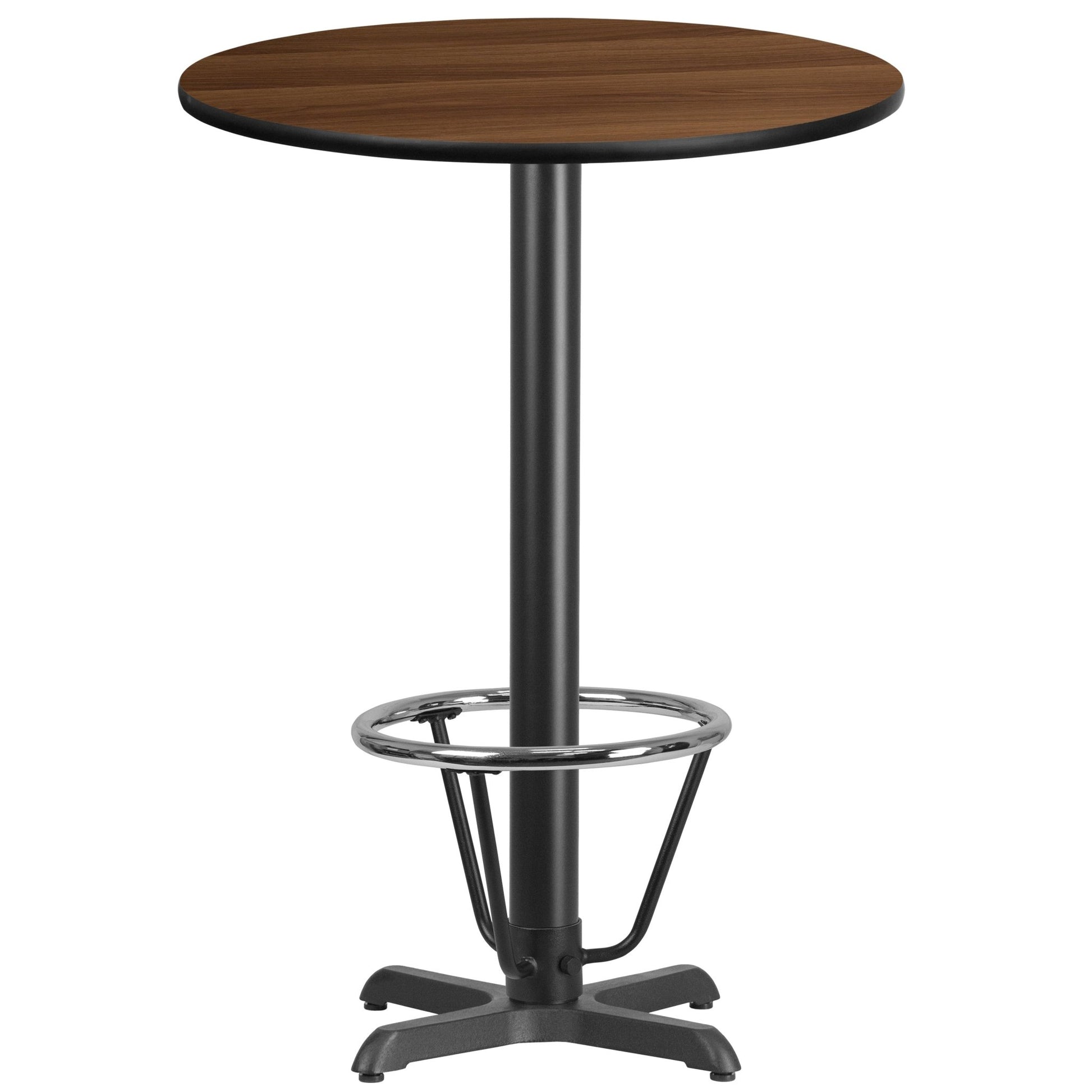 Stiles 30'' Round Hospitality Table with Laminate Top - Bar Height Table Base and Foot Ring by Flash Furniture - SchoolOutlet