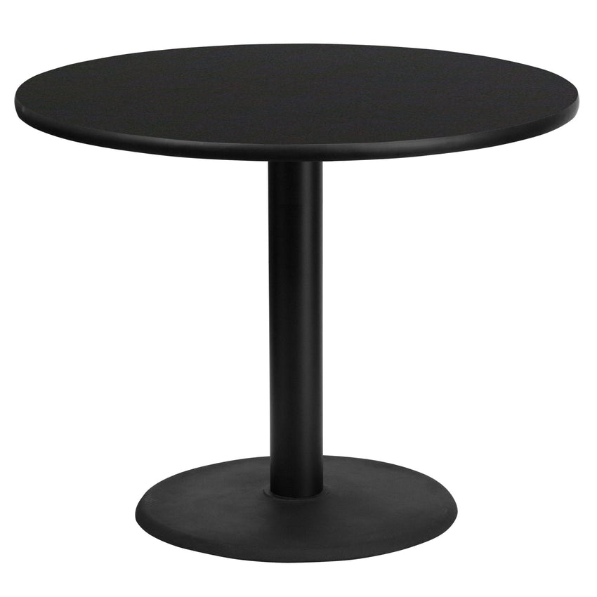 Graniss 36'' Round Hospitality Table with Laminate Top - Table Height Base by Flash Furniture - SchoolOutlet