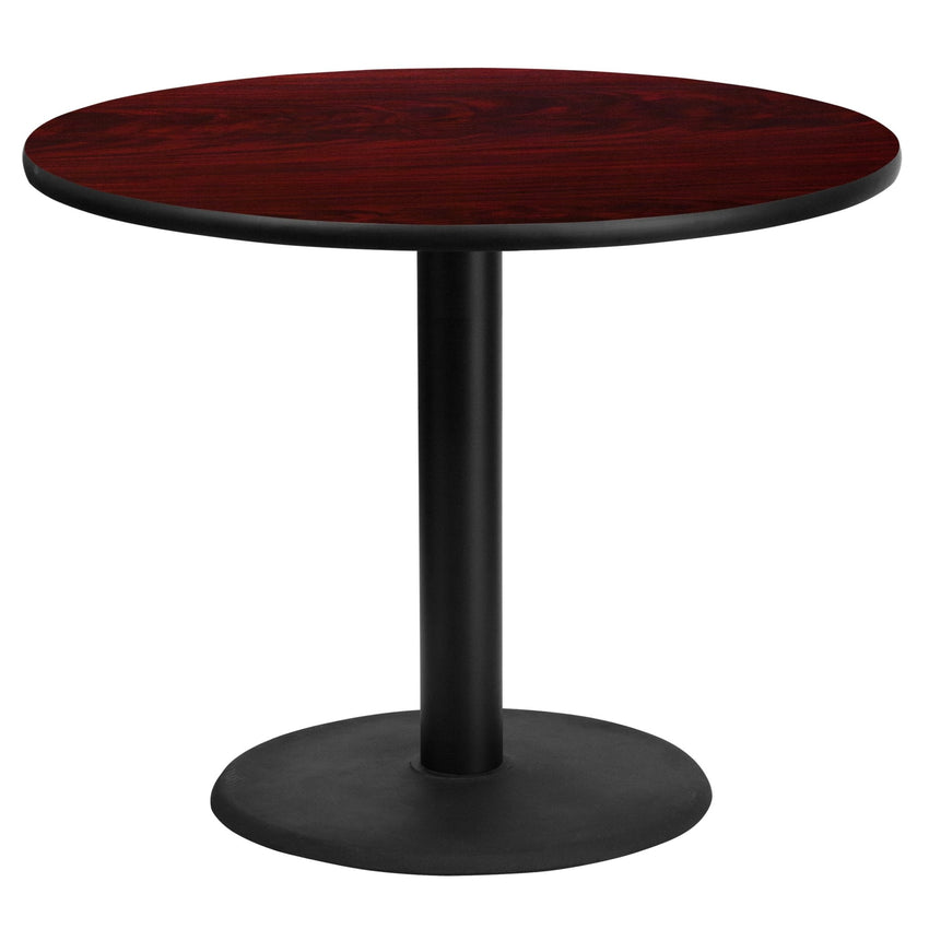 Graniss 36'' Round Hospitality Table with Laminate Top - Table Height Base by Flash Furniture - SchoolOutlet