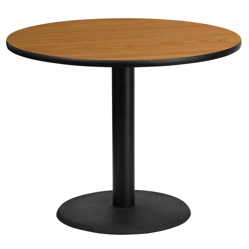 Graniss 36'' Round Hospitality Table with Laminate Top - Table Height Base by Flash Furniture - SchoolOutlet